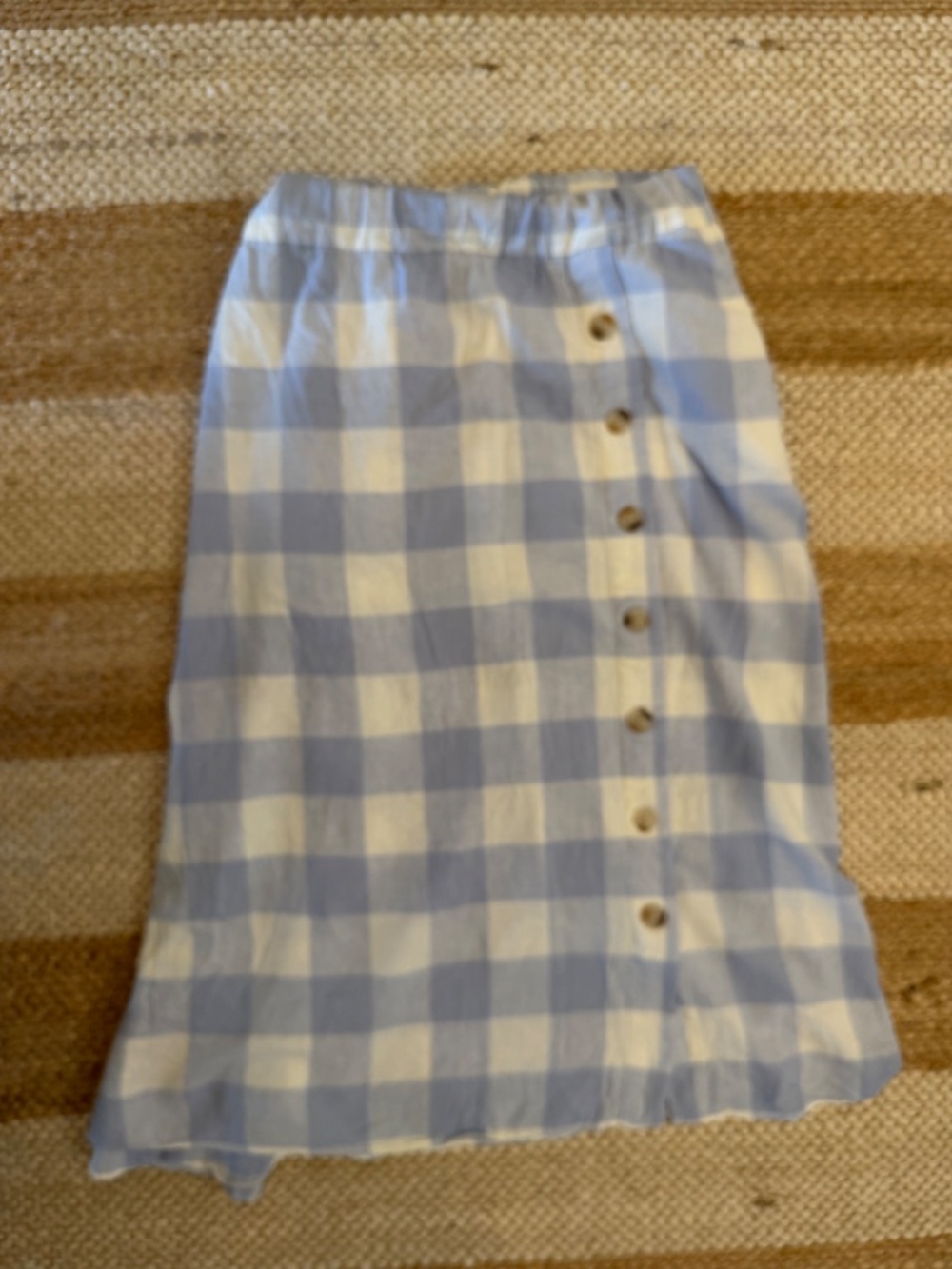 Linen-Blend Side-Button Midi Skirt | Gingham Check - Picture 3 of 4